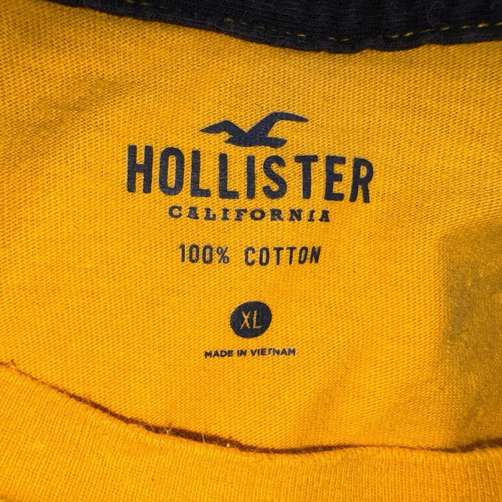 Hollister Men's T Shirt With Side Panels Yellow Black Size XL - Picture 4 of 5